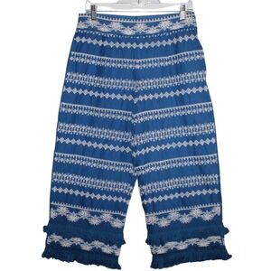 Womens Rachel Zoe Lapis Blue White Cotton Geometric Cropped Pants - Size 6 - NWT